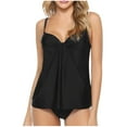 thumbnail image 1 of CaComMARK PI Womens Tankini Swimsuit Solid Color Sexy Backless Strap Swimsuit Two Pieces Set Black XL(XL), 1 of 5