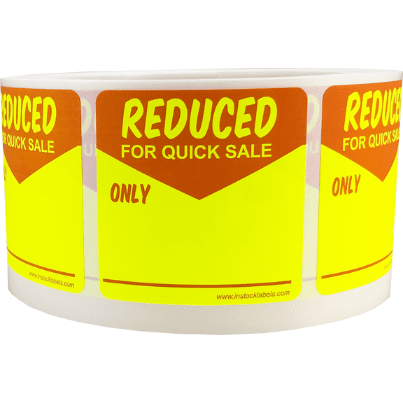 Reduced For Quick Sale Labels For Retail 2 x 2 Inch Square 500 Adhesive Stickers