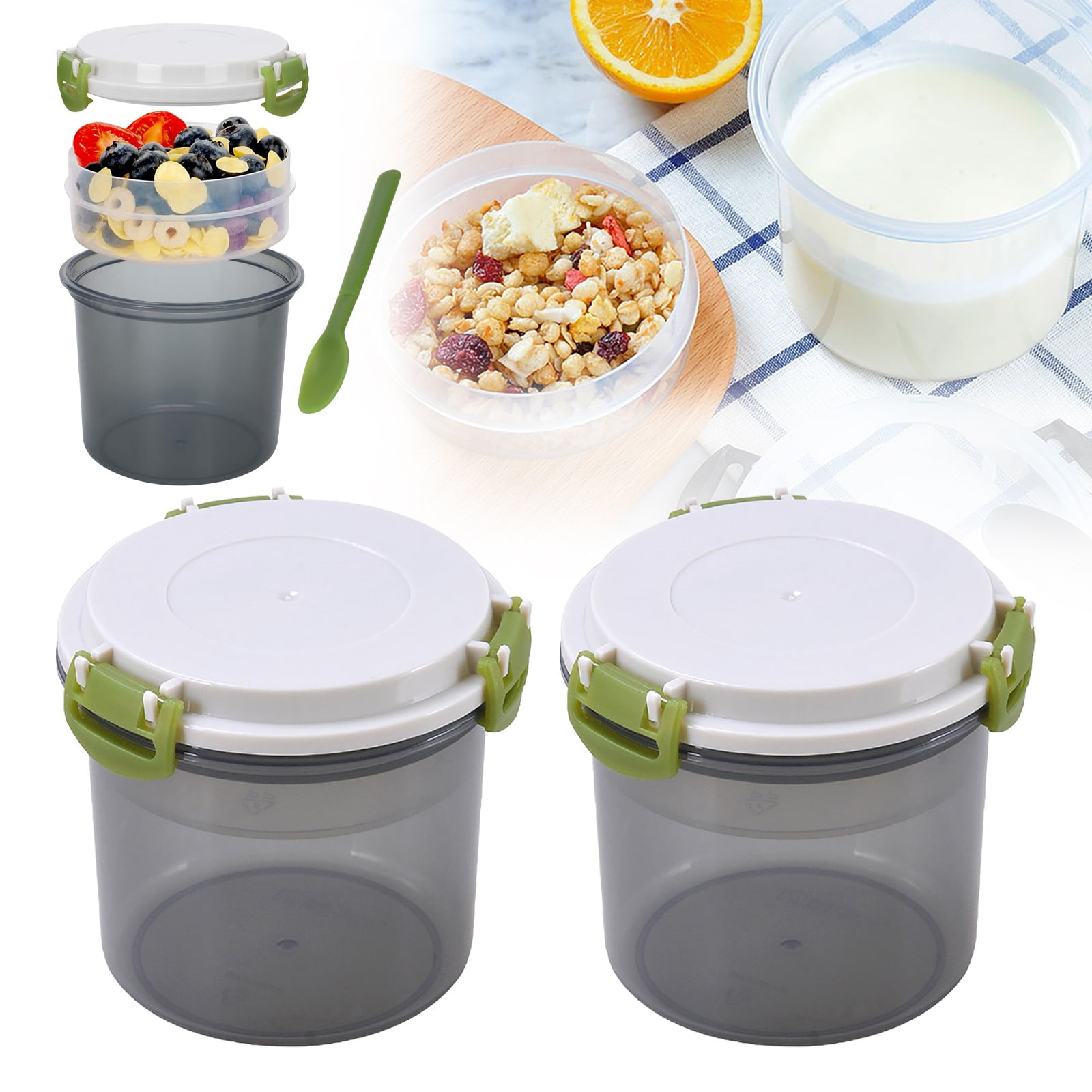 Reduced Glass Hanzidakd 3pc Portable Reusable Parfait Cups With Lids
