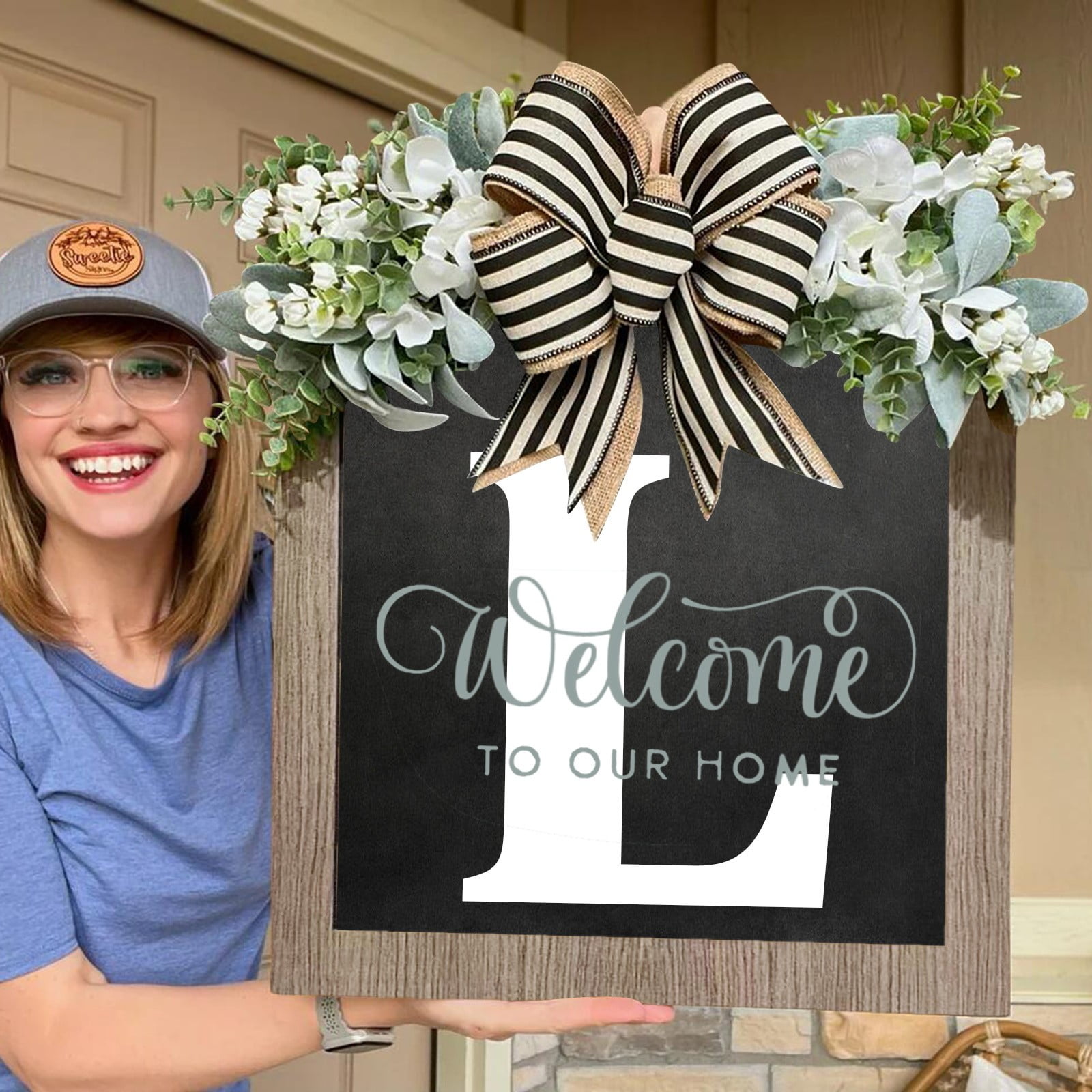 Reduced! JJHGVB Last Name Year Round Front Door Wreath Front Door 24