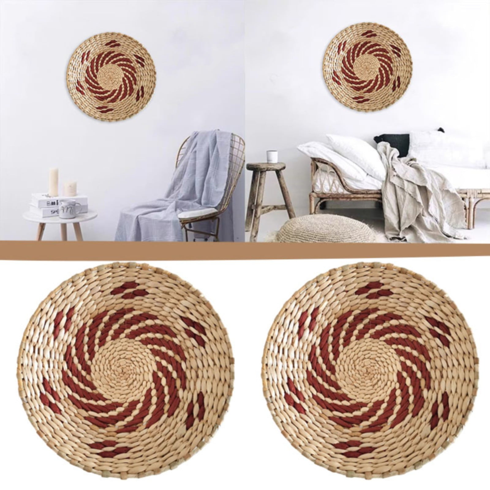 Reduced! JJHGVB Wall Basket Decor Boho Wall Hanging Decor Rattan Wall