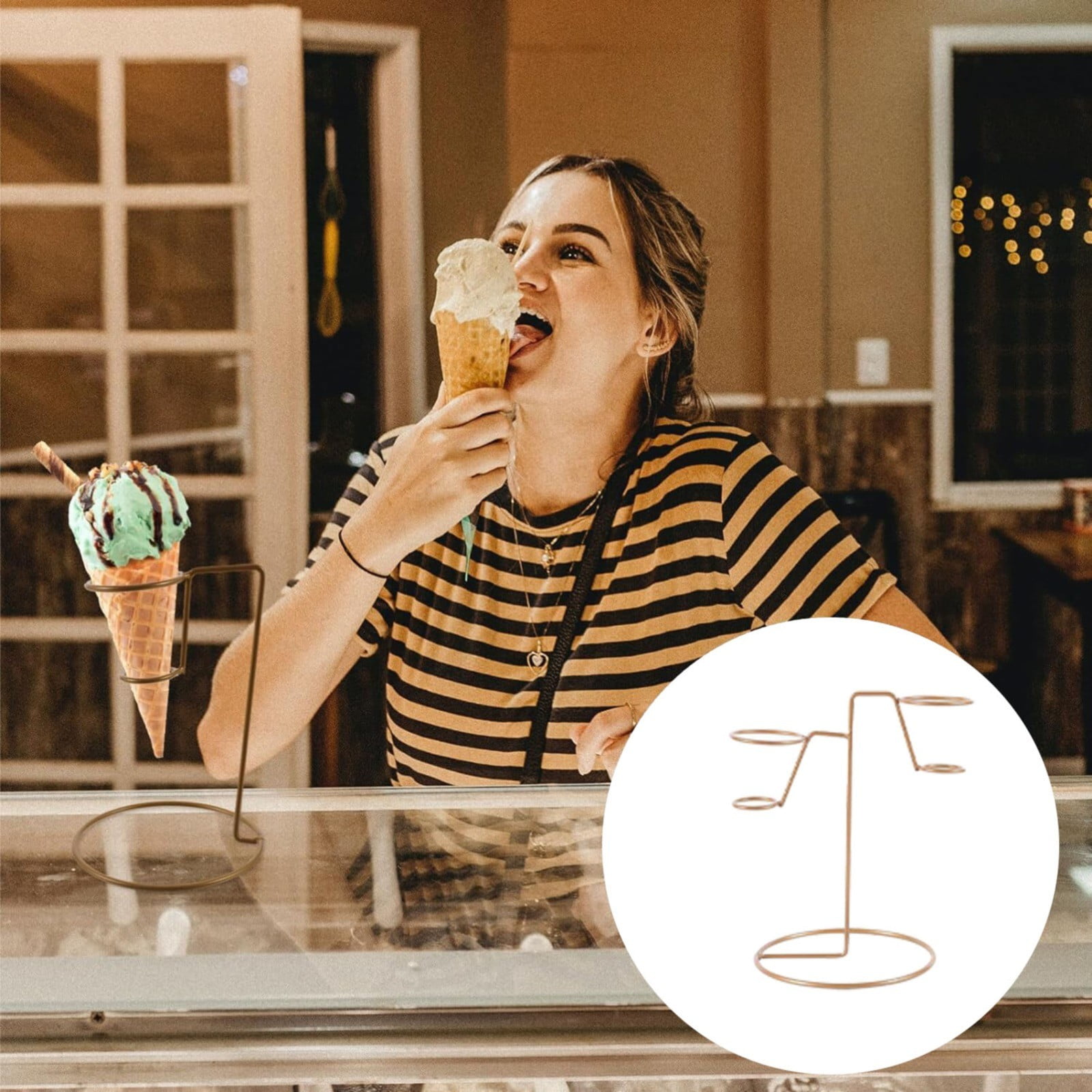 Reduced Kitchenware HXROOLRP Ice Holder Stand With Base Single Hole To