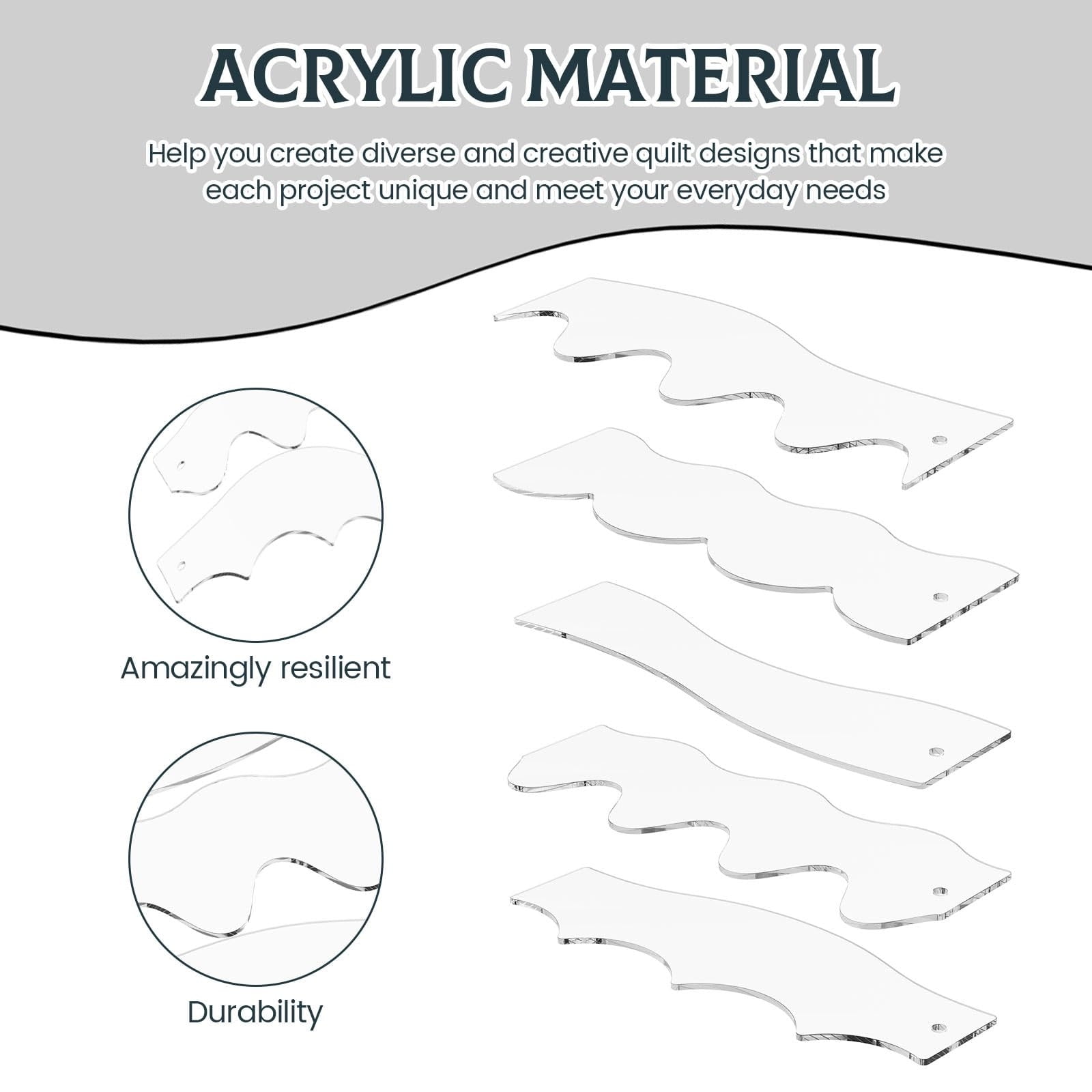 Reduced Price, 5-Pack Wavy Edges Quilting Ruler, Acrylic Sewing ...