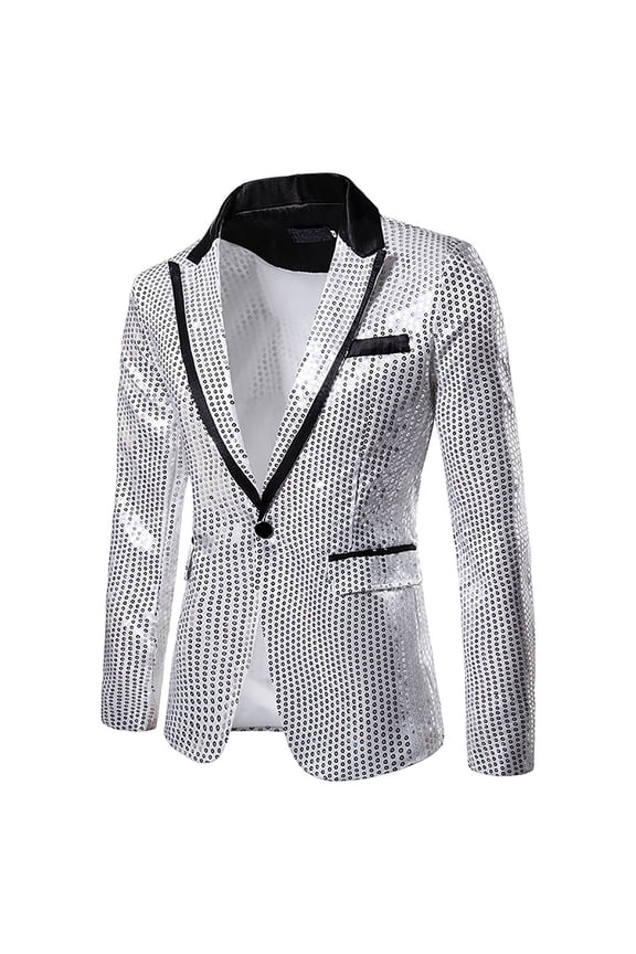 Men's Winter Fashion Personality Sequins Casual Suit Jacket,Shiny Party Coat Trendy Stylish Outerwear