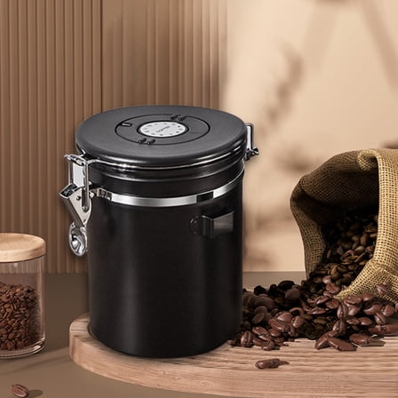 Vacuum Storage Tank Stainless Steel Coffee Storage Jar L Airtight Vacuum Sealing Container for Beans and Powder Food Preservation JASKFLY