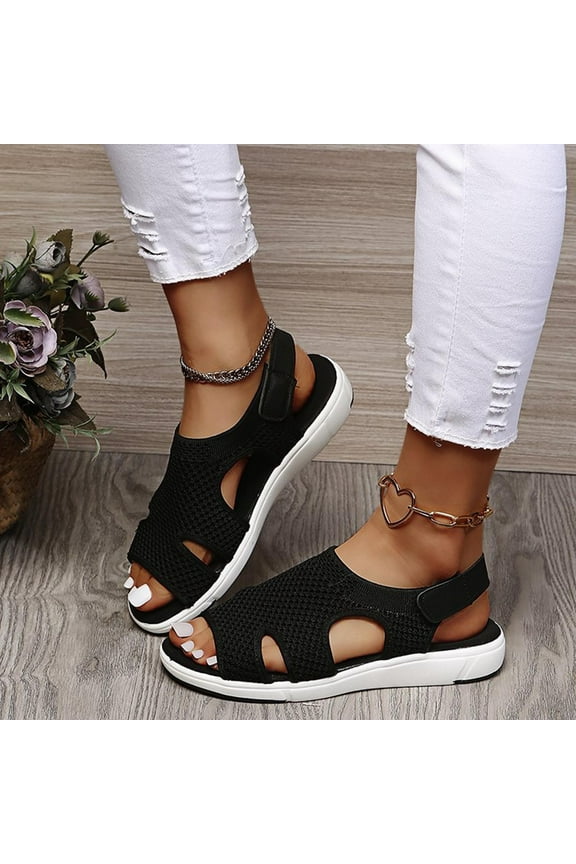 Stretch Fabric Women's Summer Sandals - Summer Ladies Sandals Breathable Elastic Webbing Platform Casual Sandals