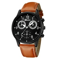 Latrodar Fashion Men's Leather Military Casual Analog Quartz Wrist Watch Business Watches Brown