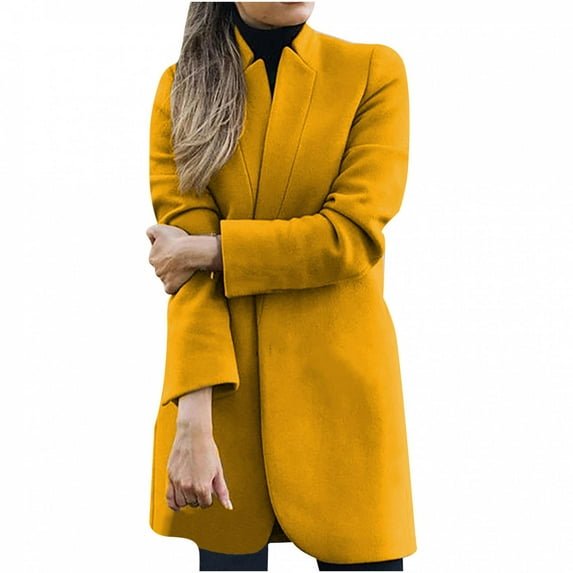 HWRETIE Fashion Women Wool Long Coat,Trench Warm Stylish Overcoat Outerwear for Winter Casual Office or Travel Wear