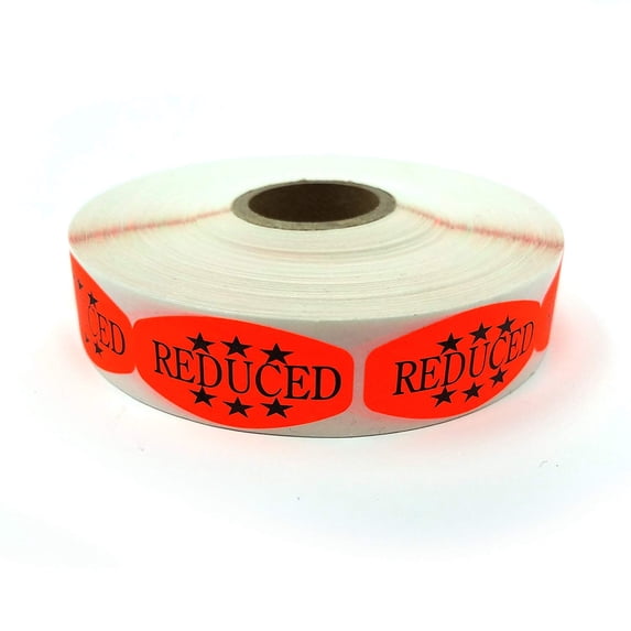 Reduced Price Store Stickers, Fluorescent Orange Self-Adhesive Retail Merchandise Labels - 5000 Pack