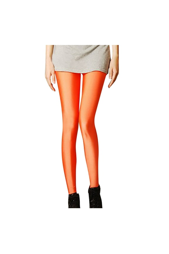 Leggings for Women High Waisted Elasticity Tummy Control Comfy Lounge Casual Fashion Fall Winter Long Trousers Solid Color Orange XL