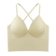 thumbnail image 1 of YODETEY Double-Strap Convertible Sports Bra - Women's Ruched Sports Bras Padded Workout Tops Medium Support Crop Tops Wireless High-Support Yoga Sports Bra, 1 of 7