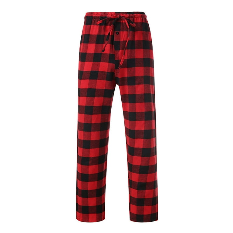 Reduced Price and Clearance Sale Juebong Fashion Men\'s Casual Plaid Loose  Sport Plaid Pajama Pants Trousers,Red,L