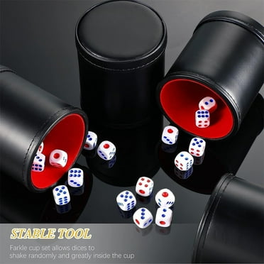 Reduced! SSNTSY Leather Dice Cup Set Quiet Dice Shaker Cup with 6 Standard Dot Dice for Farkle Yahtzee Games