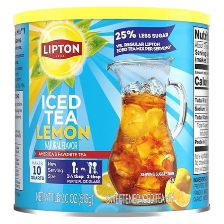 PR Lipton Reduced Sugar Iced Tea Mix, Lemon Flavor, Makes 10 Quarts, Powder Drink Mix