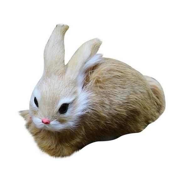 Reduced!VOYOAO Easter Rabbits Figurines Mini Furry Bunnies for Basket,Realistic Plush Bunny Rabbits,Lifelike Stuffed Animal Toys for Photograph Prop,Home Shelf Desk Decorative Statue