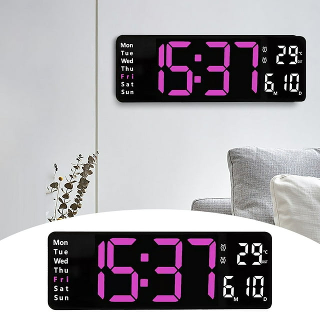 Reduced! iZZZHH Large LED Digital Wall Clock Temperature Date Day