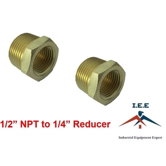 Reducer Metal Brass Threaded Pipe Fitting Hex Bushing 1/2" Male x 1/4" Female x2