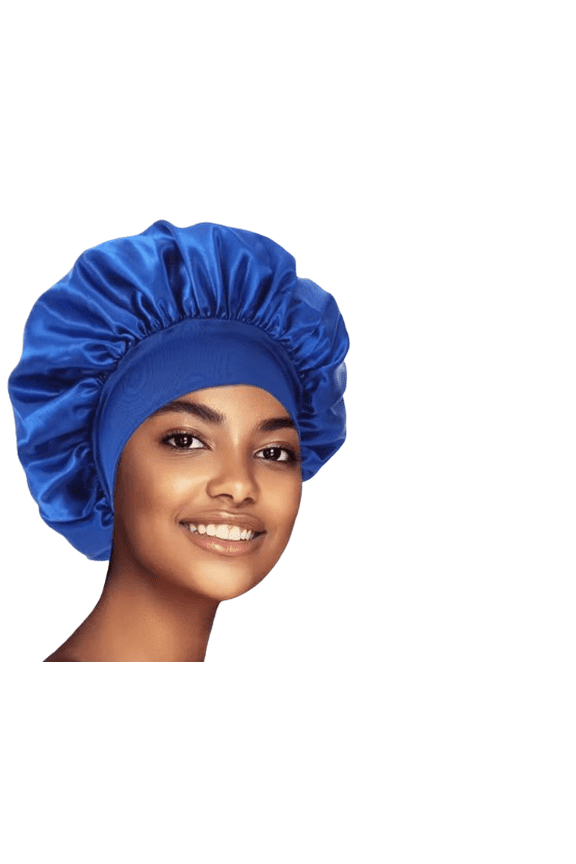 Reduces Frizz and Breakage Wide Elastic Band Satin Sleep Bonnet, Blue
