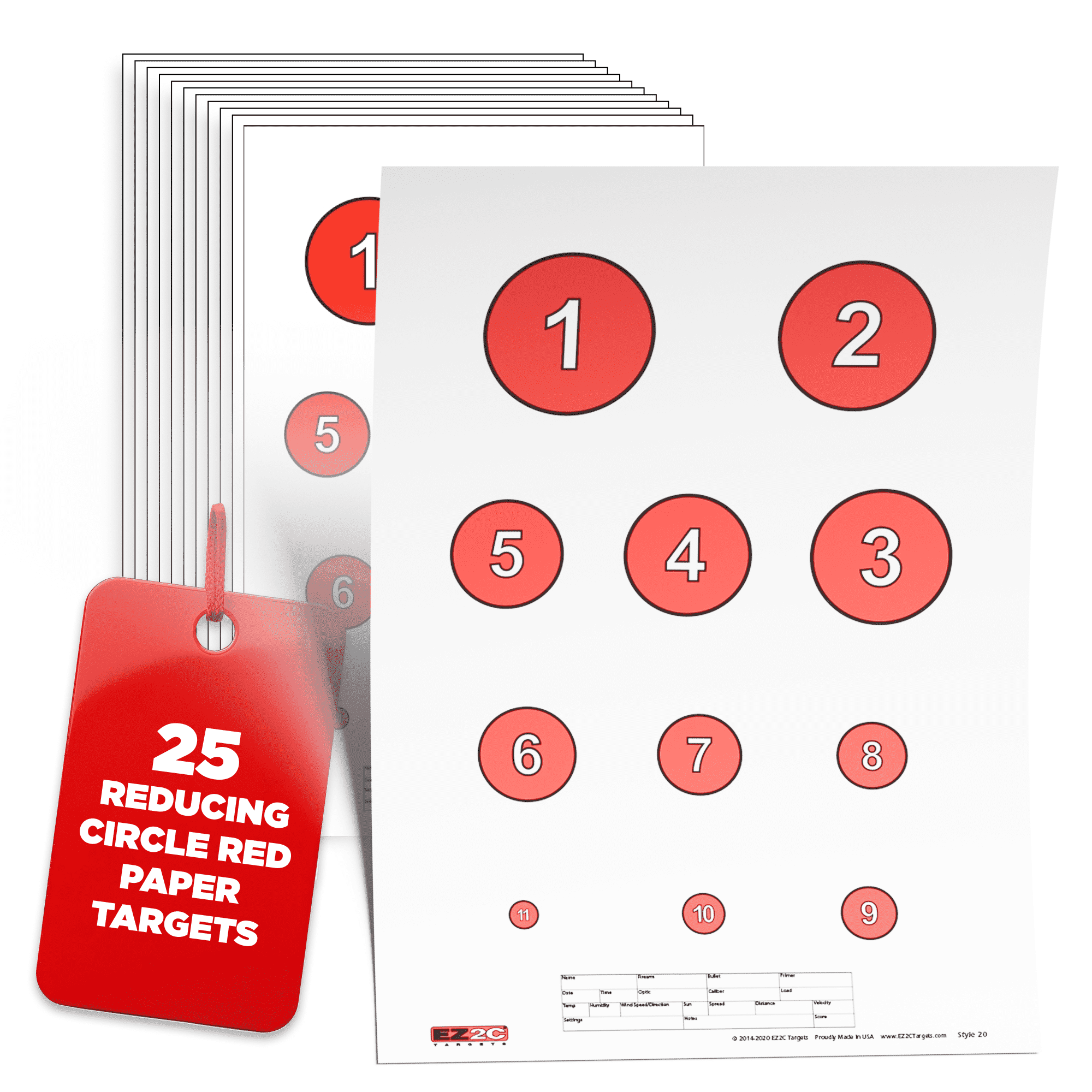 D Style Target 25 Reducing Circles by EZ2C Style 20: Paper Targets 11