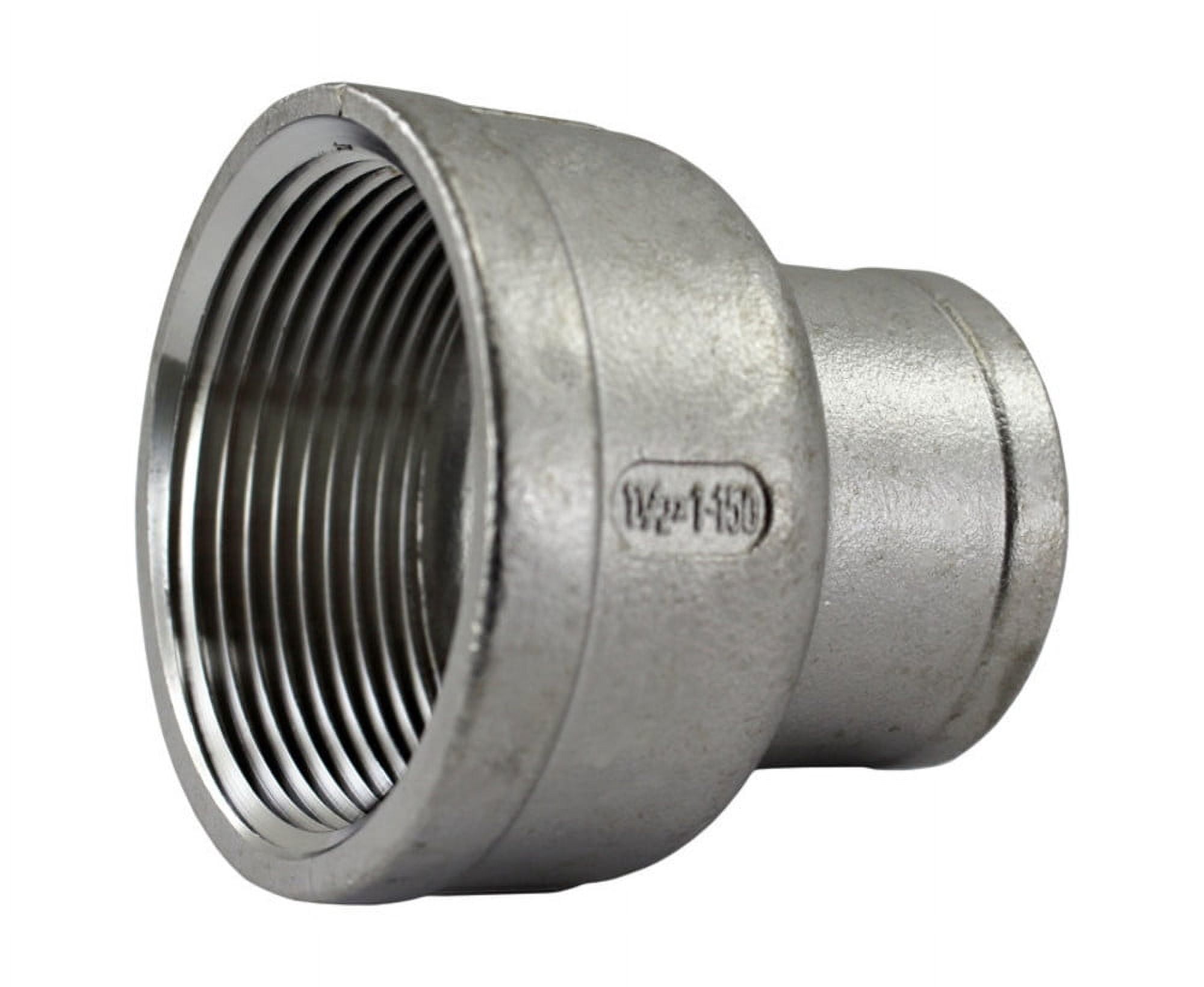 Reducing Coupling 1-1/2" Female x 1" Female NPT Stainless Steel Pipe ...