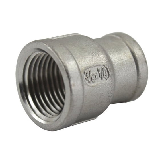 Reducing Coupling 3/8" Female x 1/4" Female NPT Stainless Steel Pipe Fitting, 2 Pack
