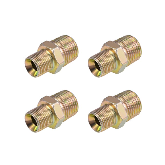 Reducing Pipe Fitting - Reducer Hex Nipple - 1/2 X 3/8 BSP Male Connector Zinc Finish Plating 4 Pcs
