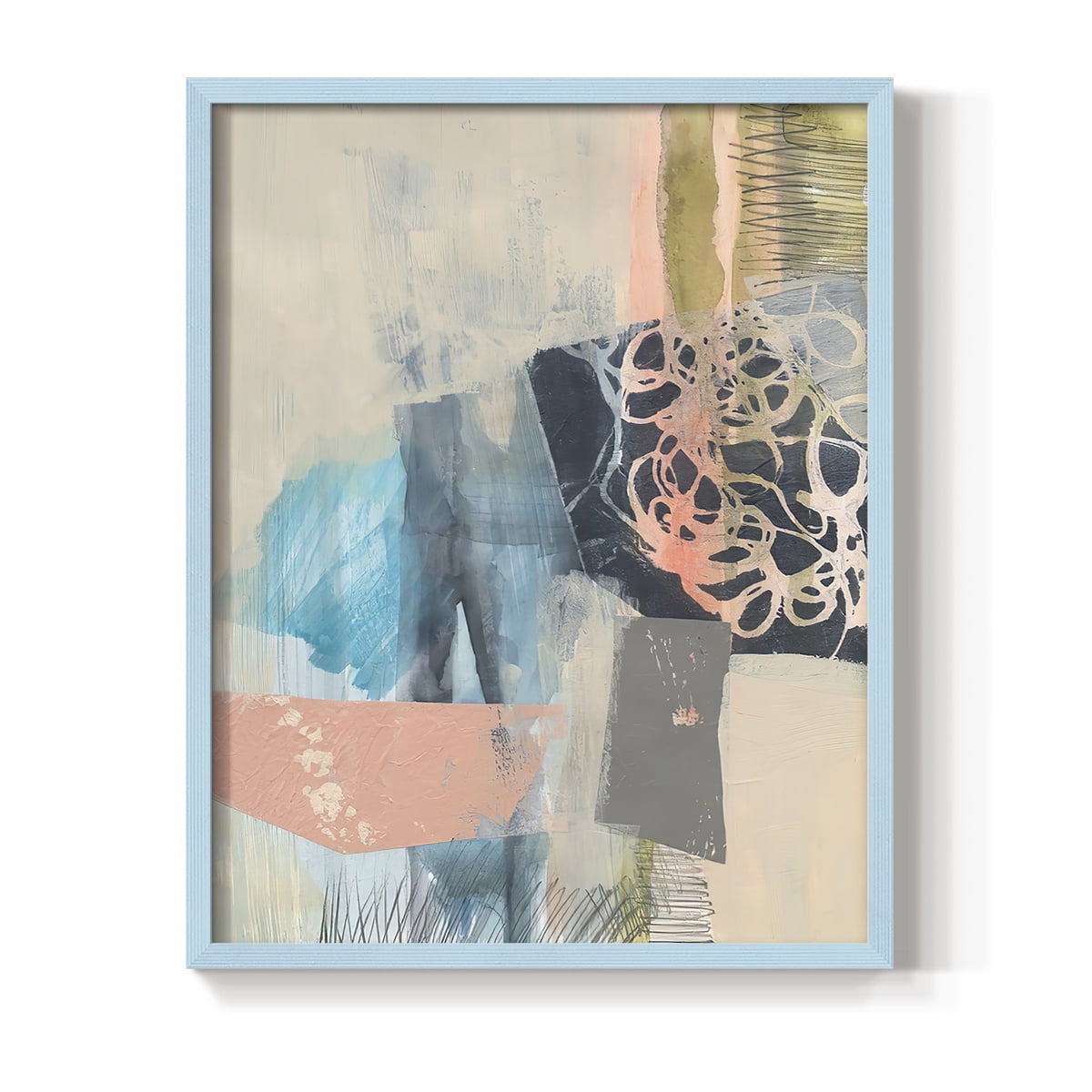 Reductive I in Blue Solid Wood 11 x 14 Framed Print