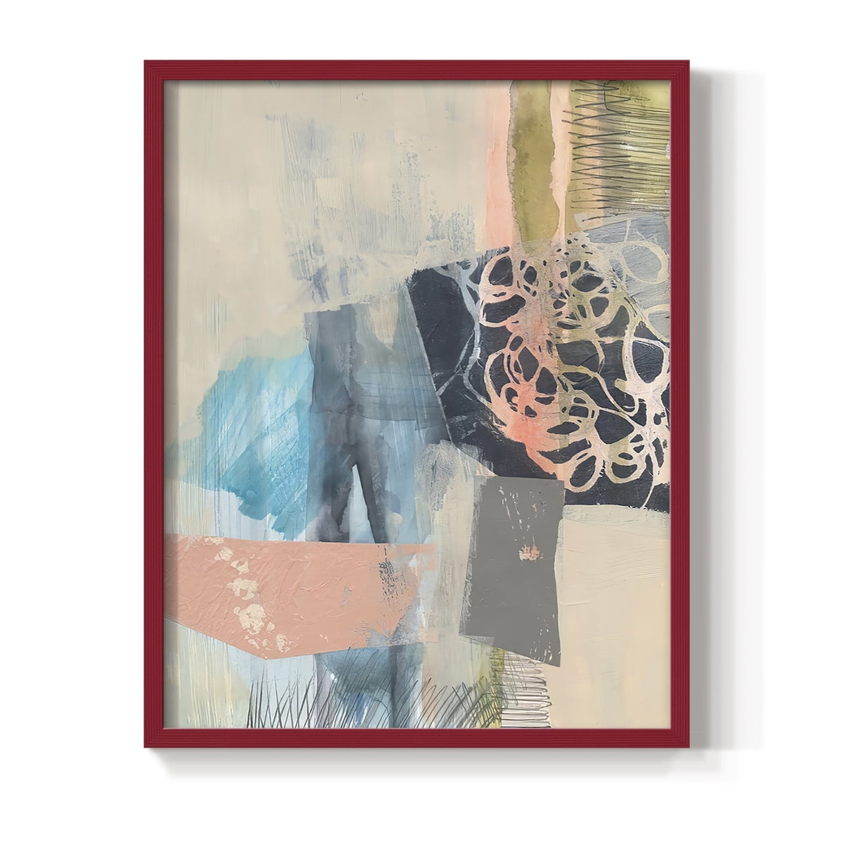 Reductive I in Red Solid Wood 11 x 14 Framed Print