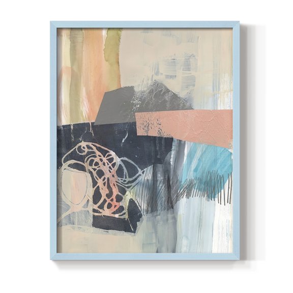 Reductive II in Blue Solid Wood 8 x 10 Framed Print