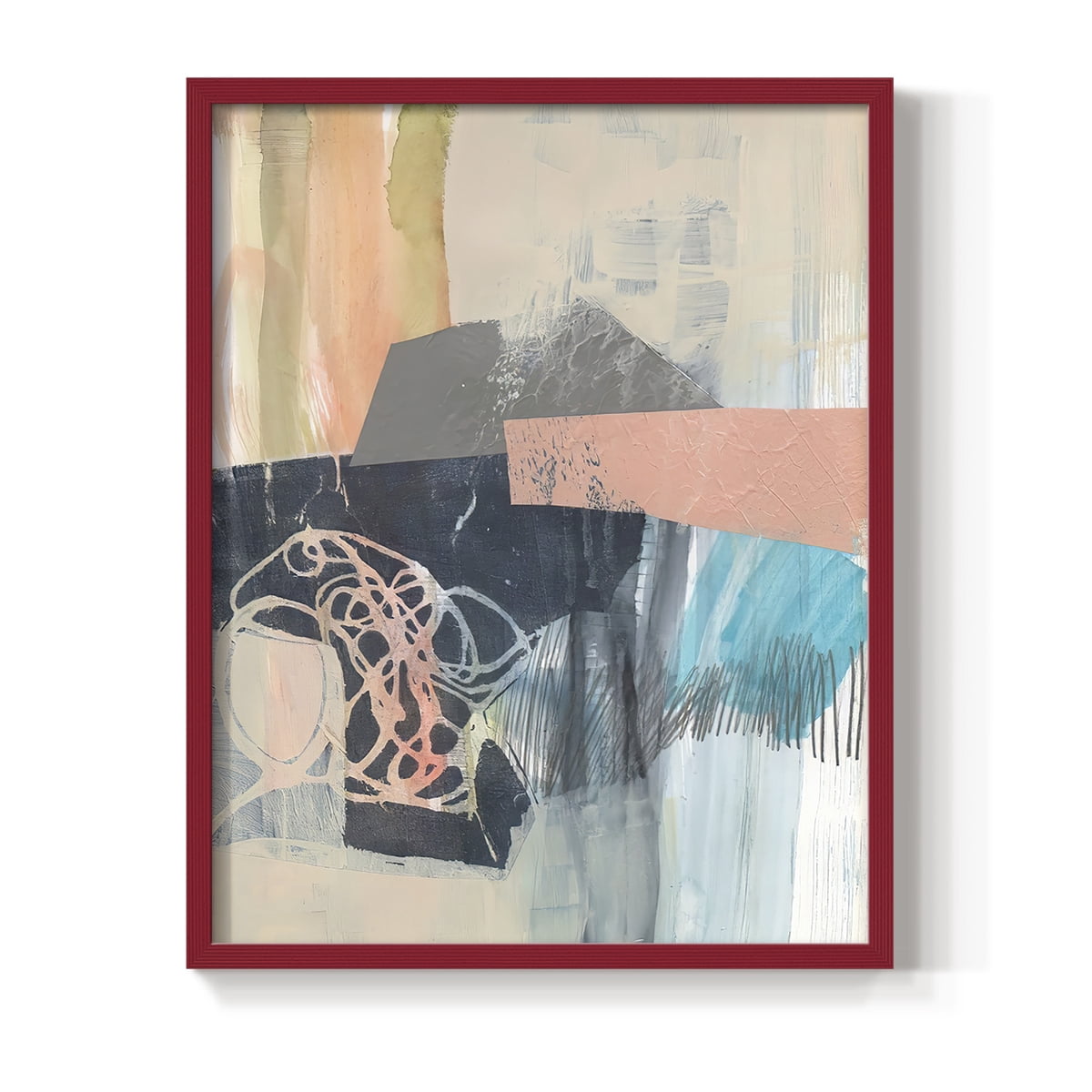 Reductive II in Red Solid Wood 11 x 14 Framed Print