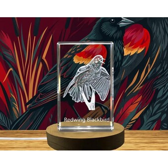 Redwing Blackbird 3D Engraved Crystal 3D Engraved Crystal Keepsake/Gift/Decor/Collectible/Souvenir