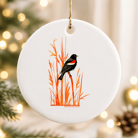 Redwing Blackbird Wetland Birder Birdwatching Birding Christmas Ornament, Holiday Keepsake Gift, Ceramic Ornament