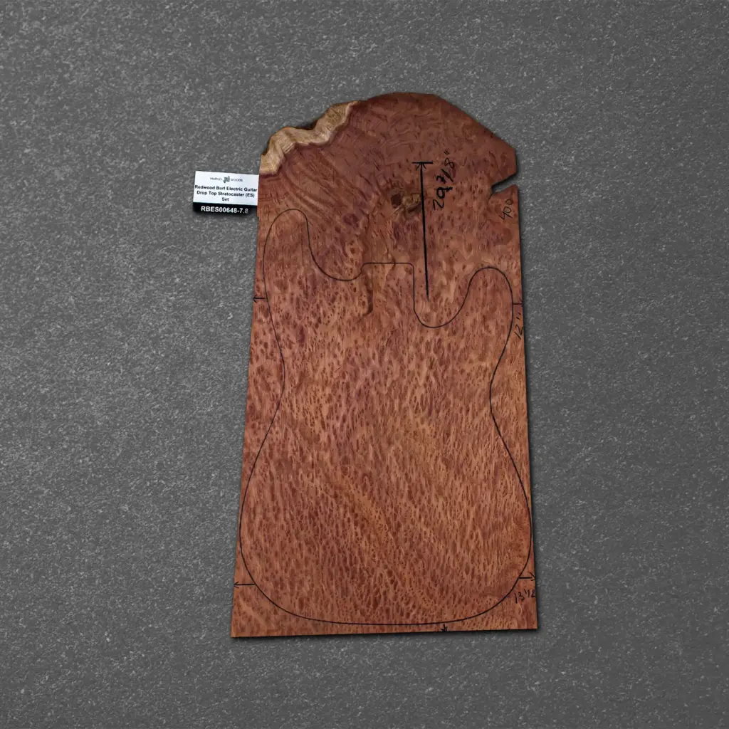 Redwood Burl Electric Guitar Drop Top Stratocaster (ES) Set – RBES000648-7.8