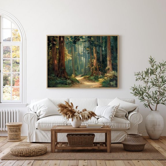 Redwood Forest Path Landscape Print, Unframed Paper Poster 8x10in