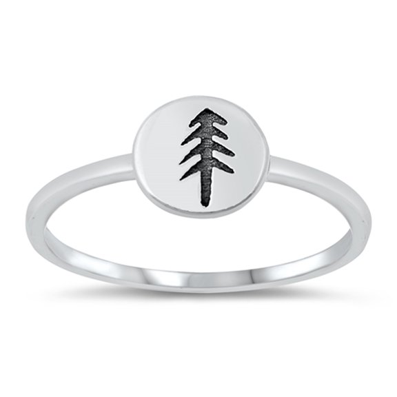 Redwood Forest Tree Ring .925 Solid Sterling Silver Band Jewelry Female Male Unisex Size 8
