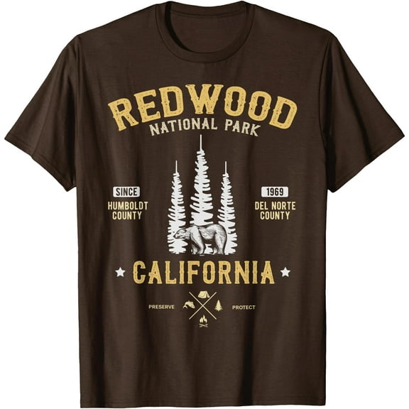 Redwood National Park Redwood Forest US Nationalpark Unisex T-Shirt for Men Women Kids Toddler,Dark Chocolate Color,Size M
