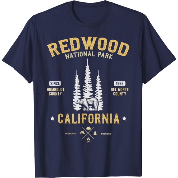 Redwood National Park Redwood Forest US Nationalpark Unisex T-Shirt for Men Women Kids Toddler,Navy Color,Size 5/6