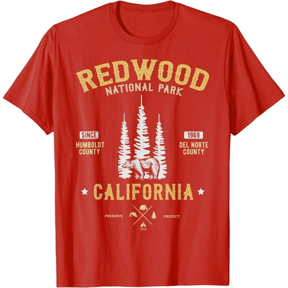 Redwood National Park Redwood Forest US Nationalpark Unisex T-Shirt for Men Women Kids Toddler,Red Color,Size 2T