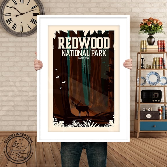 Redwood National Park Travel Poster Redwood Park Print Art Print Designed By Studio Inception Travel Print