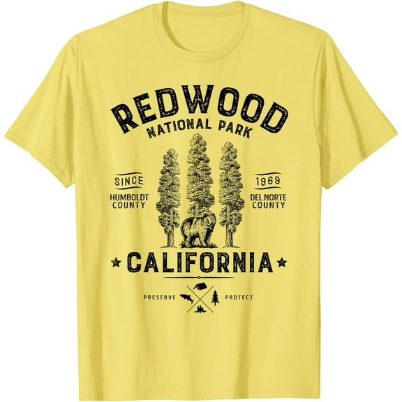 Redwood National Park Vintage California Bear Gifts Unisex T-Shirt for Men Women Kids Toddler,Cornsilk Color,Size M