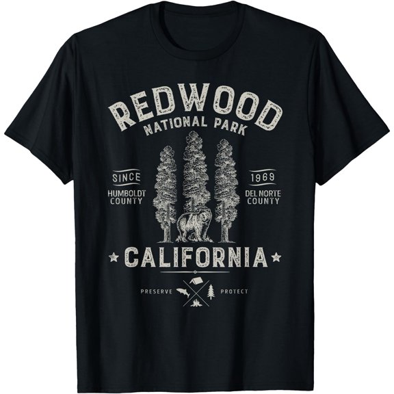 Redwood National Park Vintage California Bear Gifts Version 2 Unisex T-Shirt for Men Women Kids Toddler,Black Color,Size 3T