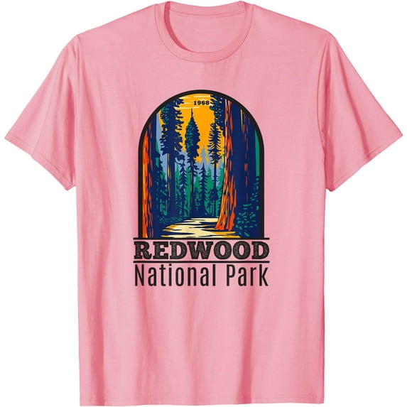 Redwood National Park Vintage Unisex T-Shirt for Men Women Kids Toddler,Light Pink Color,Size 5XL