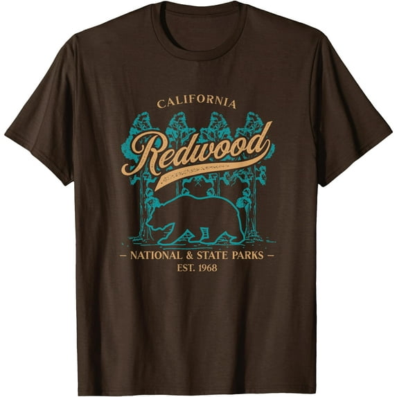 Redwood National State Parks California Coast USA Souvenir Unisex T-Shirt for Men Women Kids Toddler,Dark Chocolate Color,Size L
