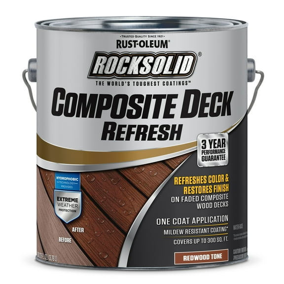 2 Pack, Redwood Tone, Rust-Oleum RockSolid Satin Composite Deck Refresh Exterior Stain and Sealer, 1 Gal