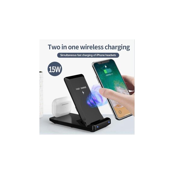 ReeGee 2022 Upgraded Fold Wireless Charger Dock, Earteana 2-in-1 Charging Station for AirPods, Wireless Charger for iPhone 13/13pro/13pro Max/X/XS/XR/XS Max/12/12 Pro Max