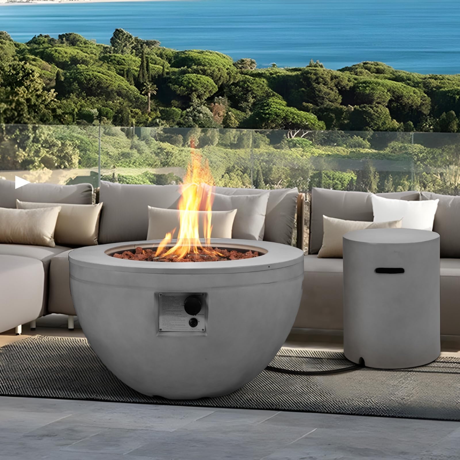 ReeQuo 30” Round Propane Fire Pit Table – Outdoor Gas Fire