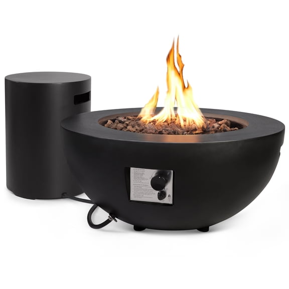 ReeQuo 31.5'' Outdoor Propane Fire Pit Table Set w/Tank Cover Table