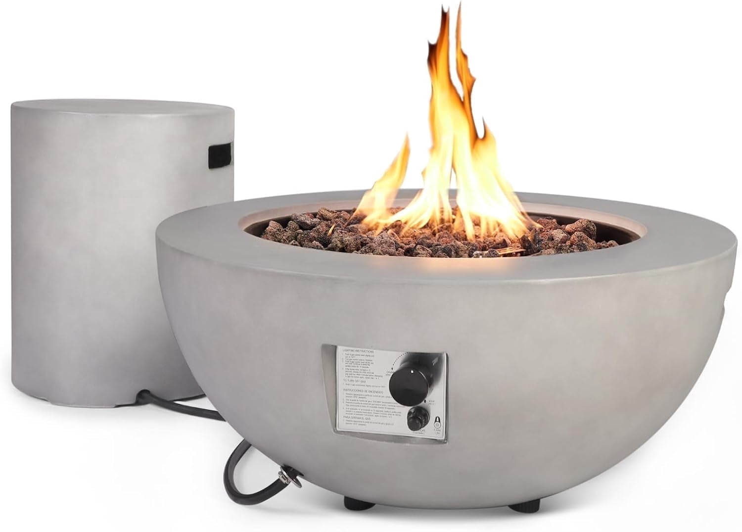 ReeQuo 31.5” Propane Fire Pit Table – Outdoor Gas Fire Table with Tank Cover & Lid, 2-in-1 Firepit Coffee Table