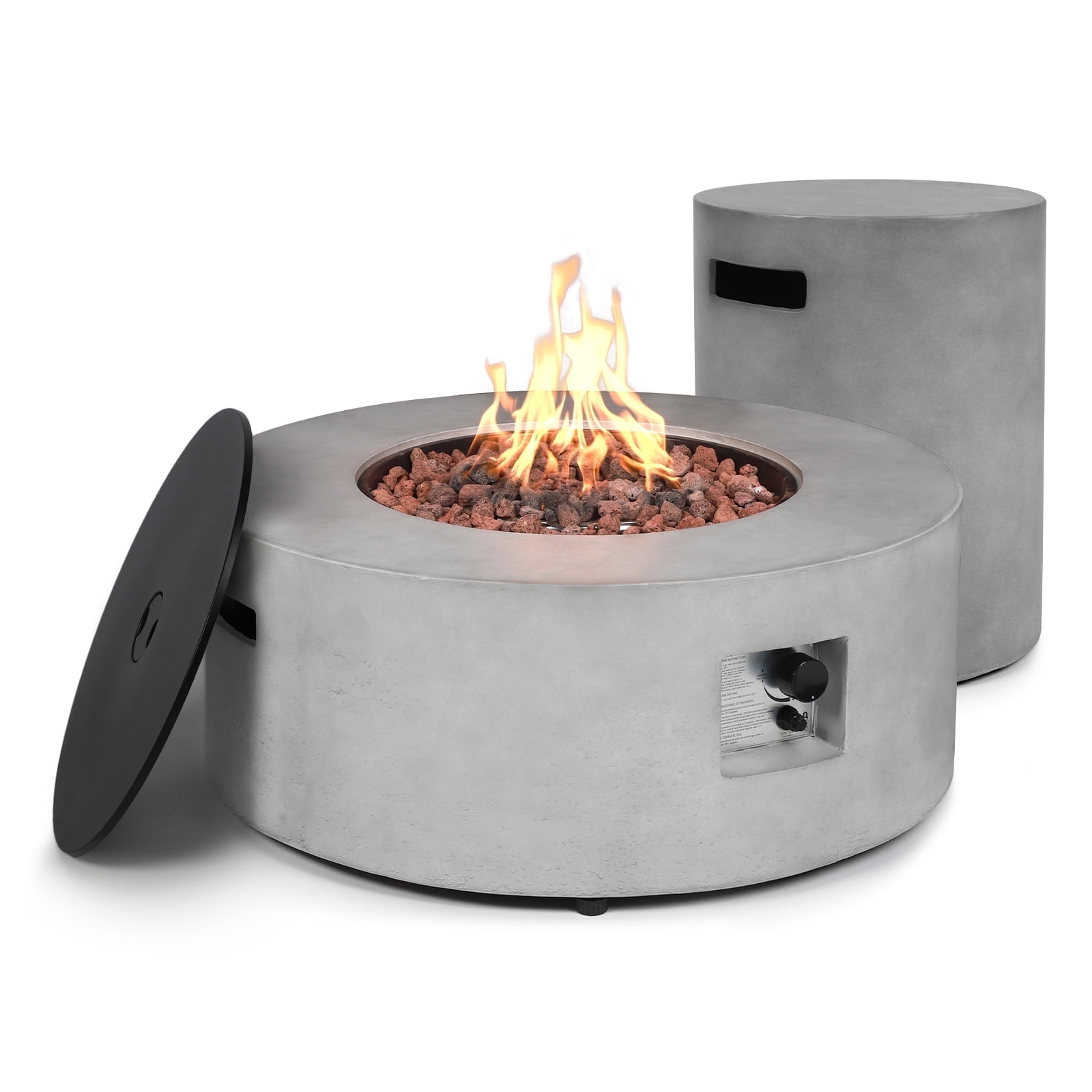 ReeQuo 36” Propane Fire Pit Table Outdoor Gas Fire pits with Tank Cover ...