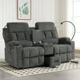 thumbnail image 1 of ReeQuo Oversized Reclining Loveseat with Adjustable Headrest, Dual Storage Console, USB & Type-C Charging, 4 Cup Holders & Phone Stands – Comfortable 2-Seater Recliner Sofa, 1 of 8